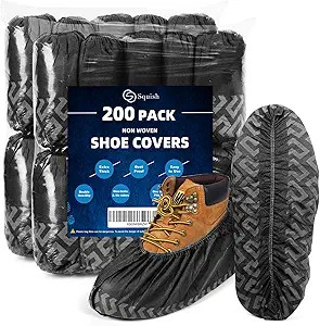 squish 200 Pack Shoe Covers Disposable Non-Slip, Black Non-Woven Fabric Boot Covers for Indoors B... | Amazon (US)