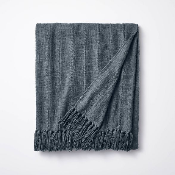 60&#34;x86&#34; Oversized 100% Cotton Bed Throw Slate Blue - Threshold&#8482; designed with Studi... | Target