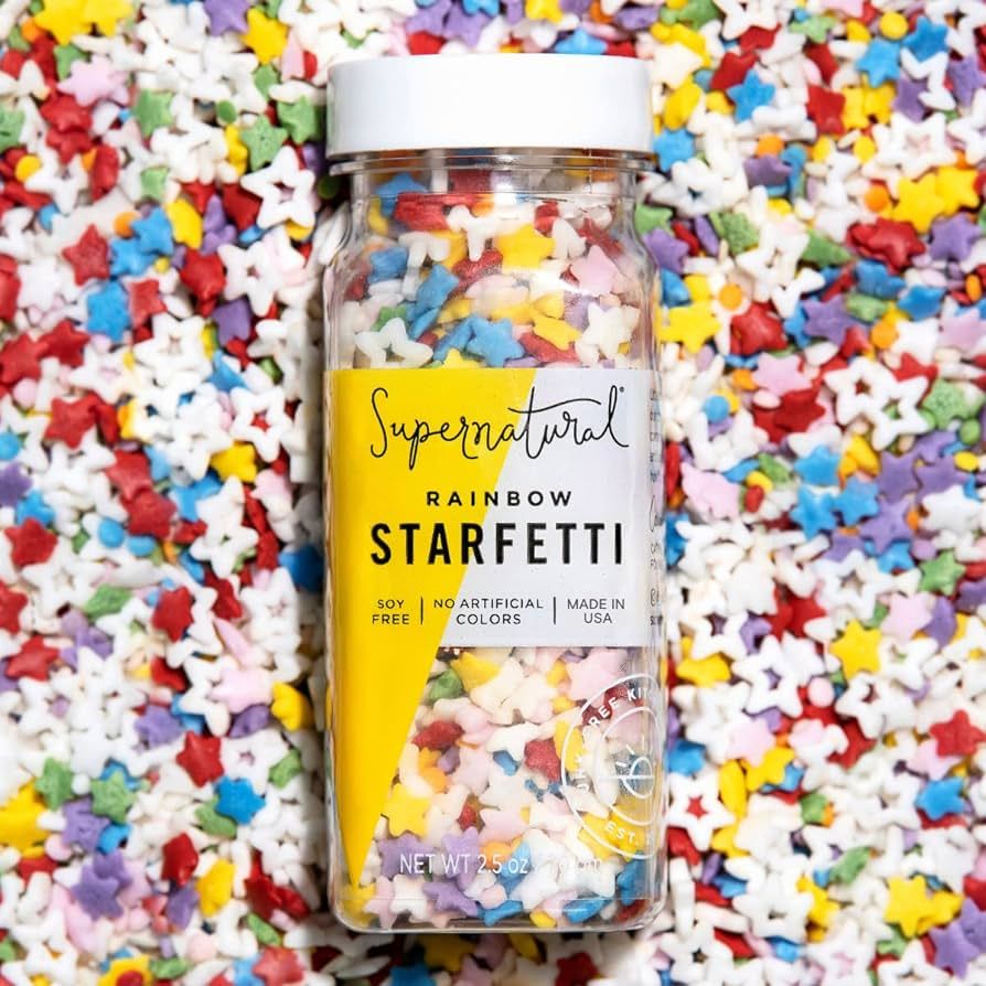 Rainbow Starfetti Natural Confetti Sprinkles by Supernatural, Star Shapes, No Artificial Dyes, So... | Amazon (US)
