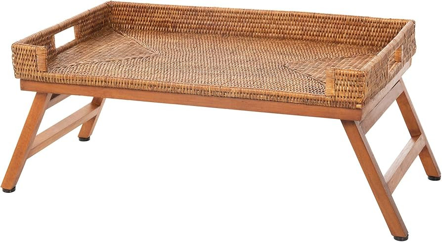 Kouboo La Jolla Rattan Breakfast Tray with Foldable Legs, Honey-Brown | Amazon (US)