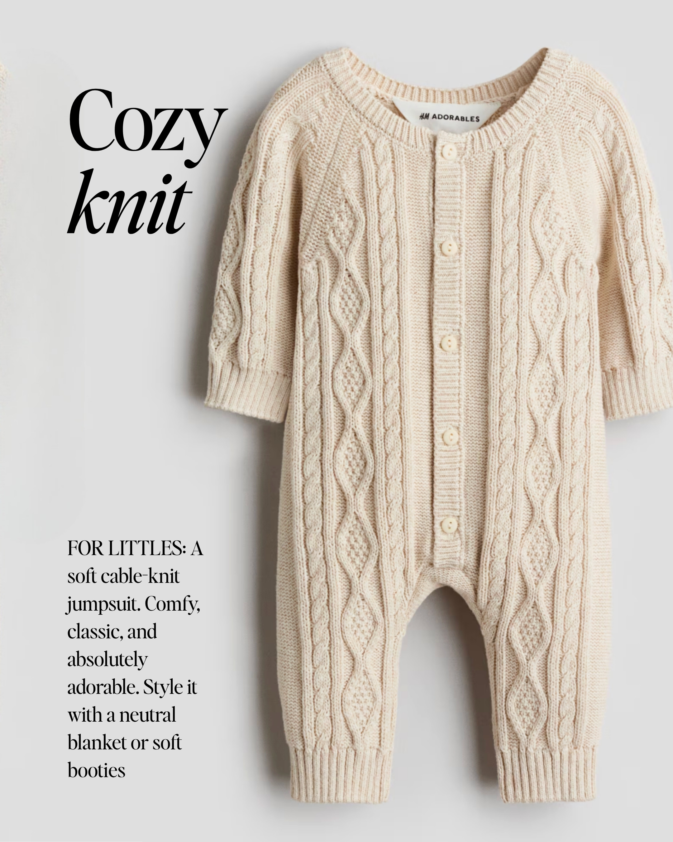 You can never go wrong with a soft cream knit for the littlest one in family photos. 🤍 The cable-knit texture photographs beautifully and keeps the outfit simple enough to coordinate with everyone else. I’d add neutral booties and let the rest of the family bring in the fall color.

baby fall family photo outfit, neutral baby clothes, family picture outfits, cream knit romper, h&M, fall outfits

#LTKBaby