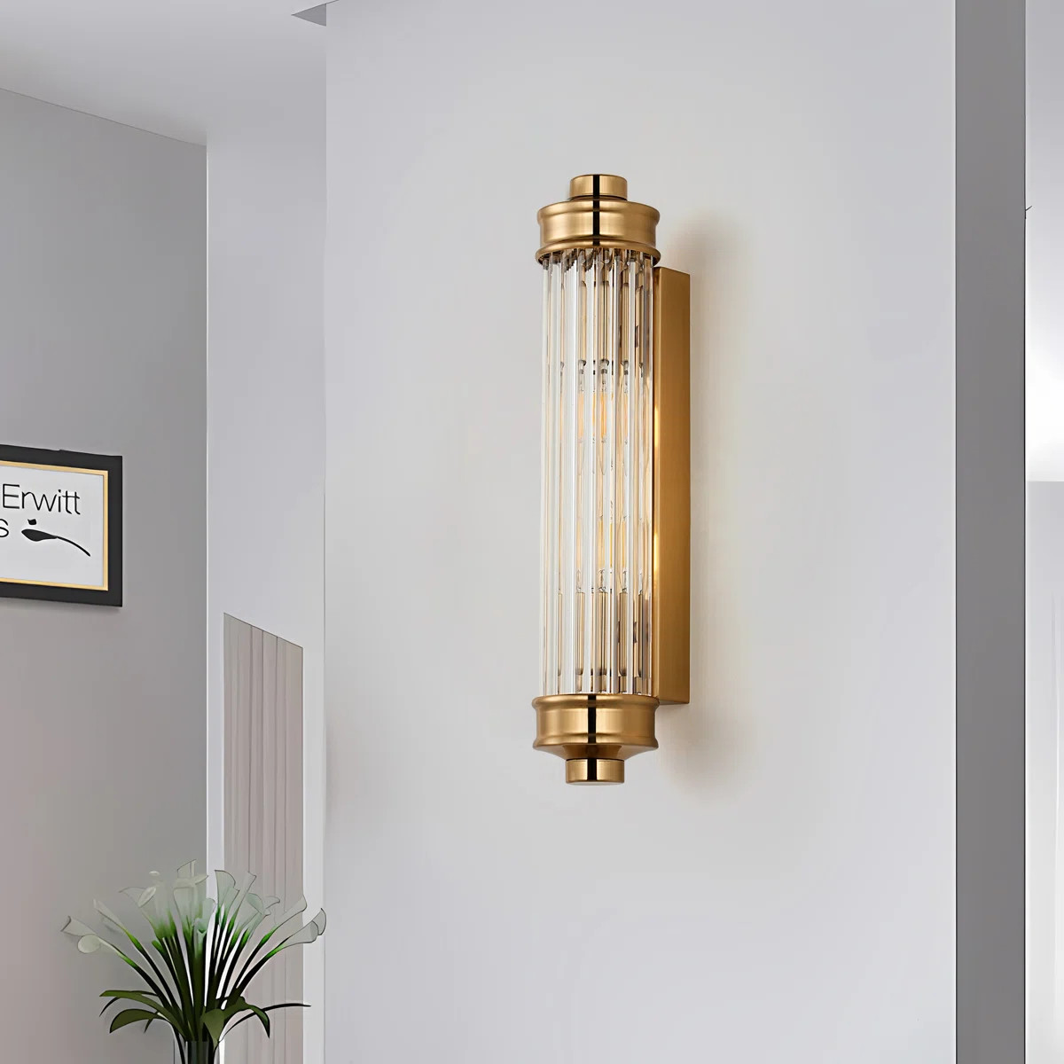 Sharima Ribbed Glass Rod Cylindrical Wall Light, 2 Heads Wall Lamp Wall Sconce | Wayfair North America