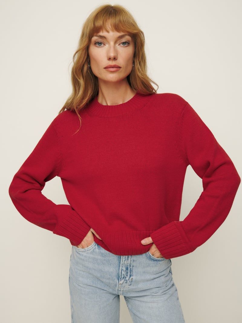 Anna Cotton Crewneck Sweater | Reformation (US & AU)