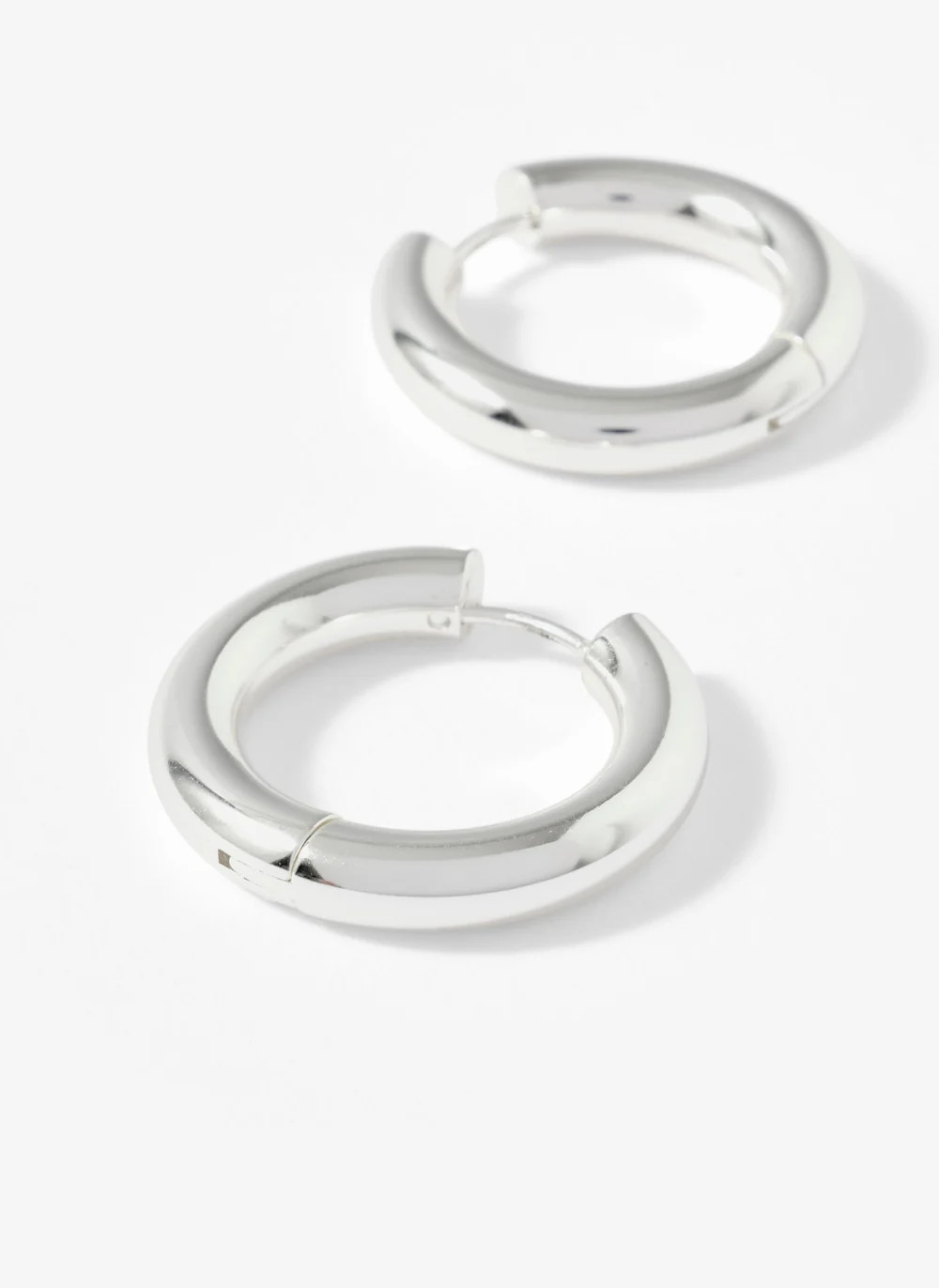 Silver Stainless Steel Large Hoop Earrings | Mint Velvet