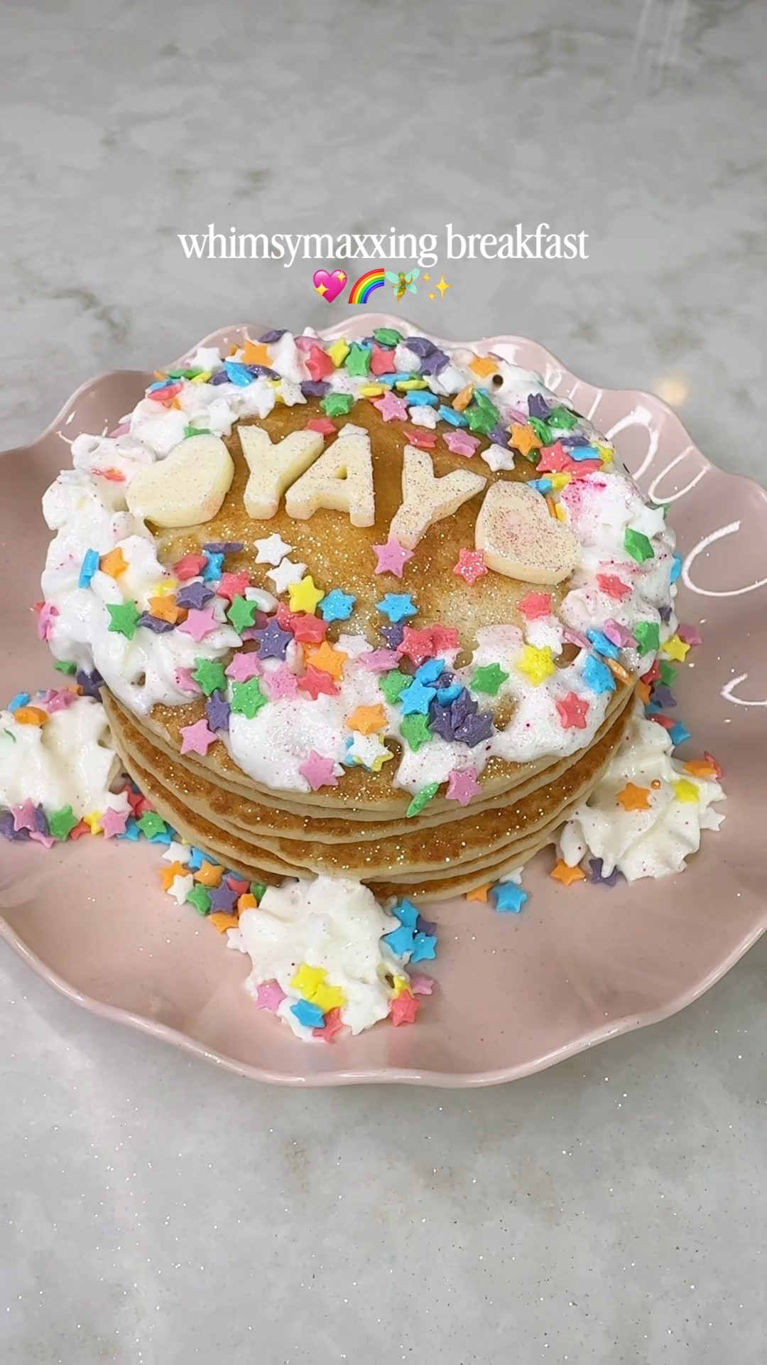 Made YAY + little hearts out of butter for the cutest pancake stack! Linked the alphabet + heart + star molds, you can use them for butter, ice, chocolate & more! Also linked my pink scalloped plate + pink edible glitter 💕✨

#LTKHome #LTKmorningroutine #LTKdayinmylife