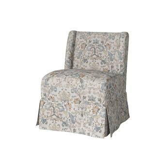 Elia Transitional Damask Upholstered Slipper Chair with Slipcover and Solid Wood Legs | The Home Depot