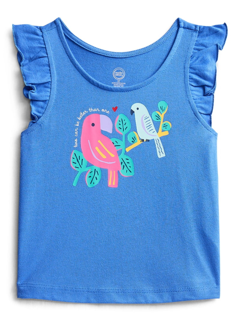 Wonder Nation Toddler Girls Graphic Tank Top with Ruffle Sleeves, Sizes 18M–5T | Walmart (US)