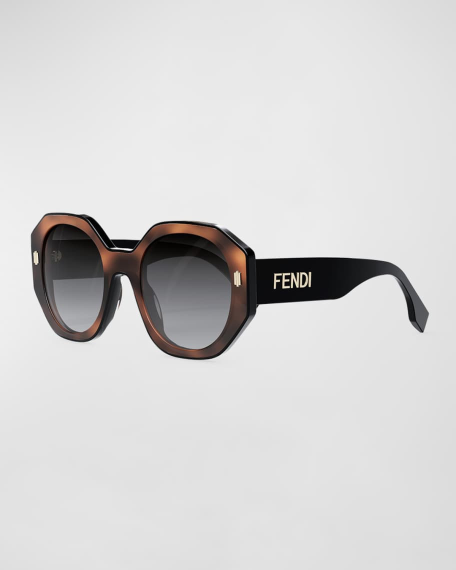 Fendi Two-Tone Round Acetate Sunglasses | Neiman Marcus