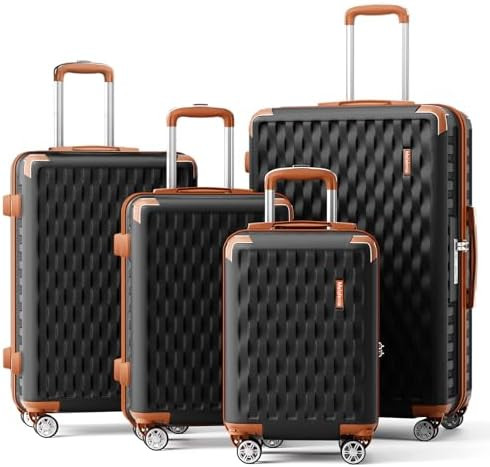 Melalenia Luggage Sets 4 Piece Suitcase Set,Hard Shell Carry on Luggage Travel Suitcases with Spi... | Amazon (US)