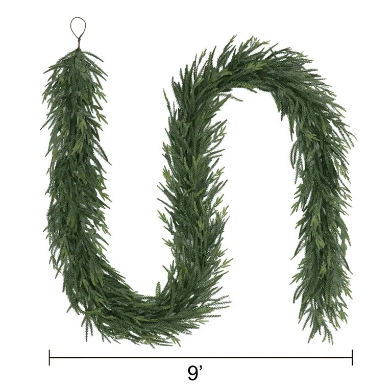 My Texas House 9ft Natural Feel Norfolk Artificial Christmas Garland, Non-lit, Green, Soft PE | Walmart (US)