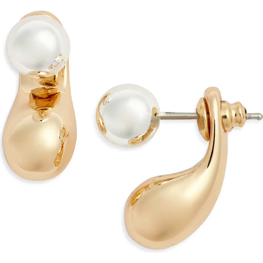 Nordstrom Orb Teardrop Jacket Earrings in Silver- Gold at Nordstrom | Nordstrom