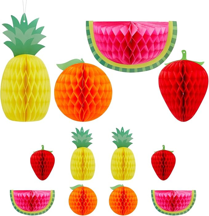 Sparkle and Bash Honeycomb Fruit Party Decorations for Twotti Fruity 2nd Birthday, Tropical Summe... | Amazon (US)