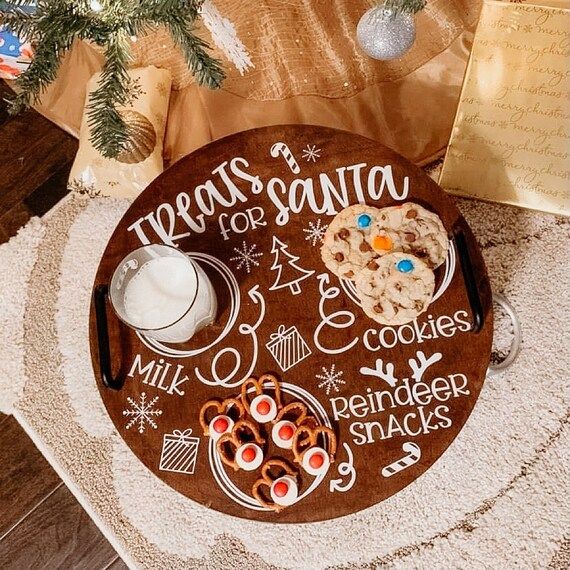 Santa Treat Tray, Cookies for Santa Tray, Christmas Eve Tray, Santa Milk and Cookies Wooden Tray | Etsy (US)