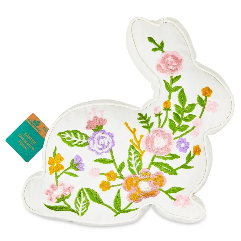 Easter Floral Bunny Pillow 13 in x 14 in, by Way To Celebrate | Walmart (US)