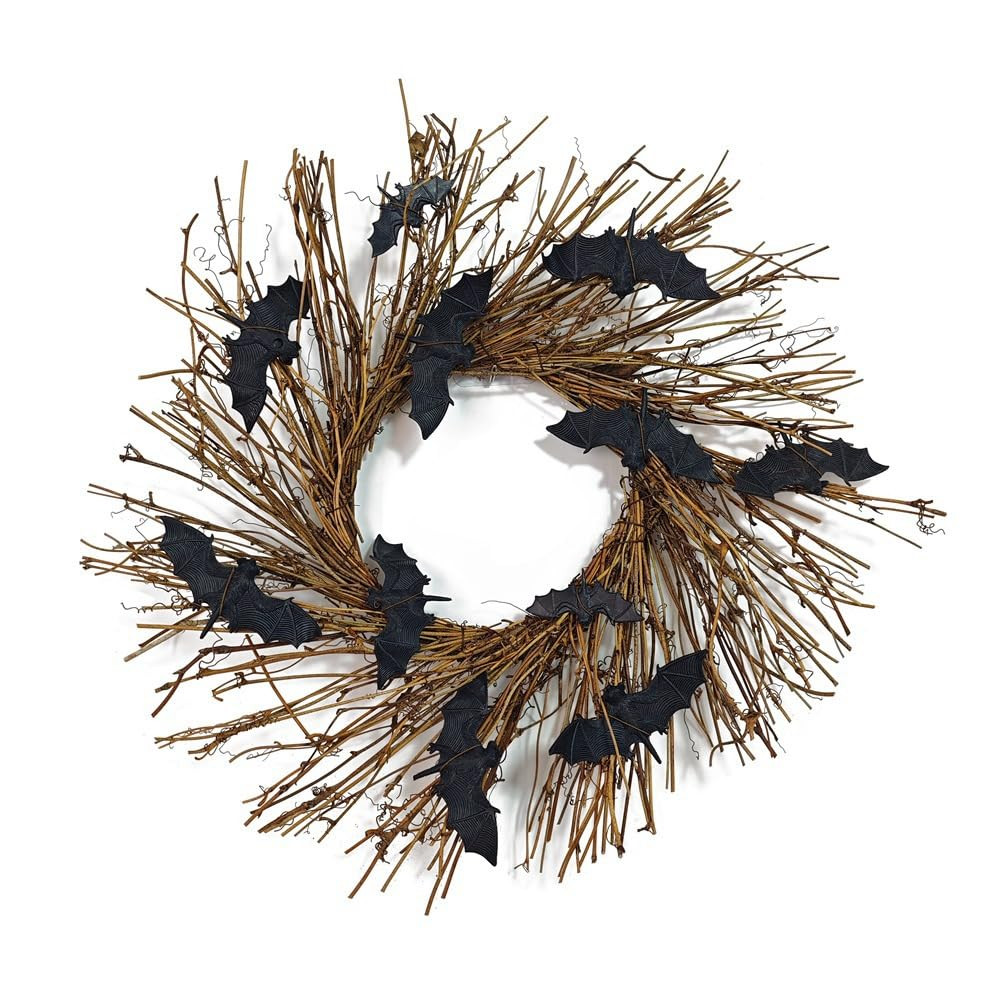 Ochine Pre-Lit Halloween Wreath - Bats Grapevine Twig Decoration With Scary Black Bat Horror Deco... | Amazon (US)