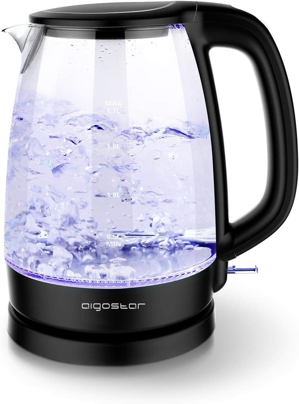 Aigostar Adam 30KHH - Glass Water Kettle with LED Lighting, 2200 Watts, 1.7 Liter, Boil-Dry Prote... | Amazon (UK)