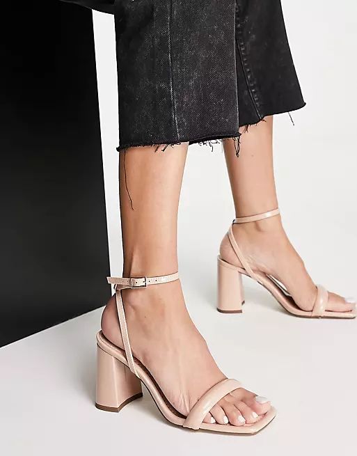 ASOS DESIGN Hilton barely there block heeled sandals in beige  window.asos.performance.markAndMea... | ASOS (Global)