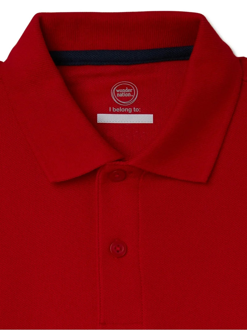 Wonder Nation Boys School Uniform Long Sleeve Pique Polo Shirt, 2-Pack, Sizes 4-18 & Husky | Walmart (US)