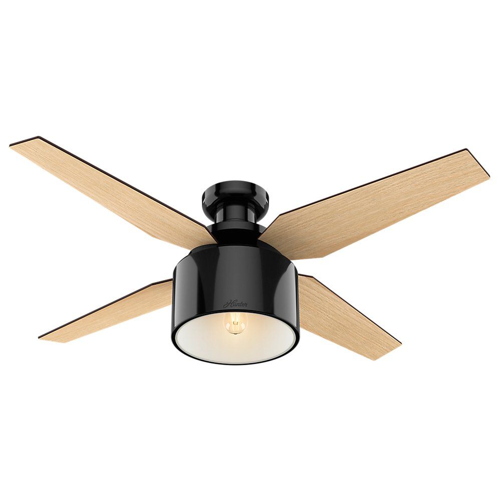 Hunter Fan Company 59259 Hunter 52" Cranbrook Low Profile Gloss Black Ceiling Fan with Light and ... | Amazon (US)