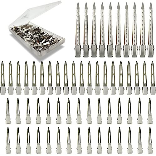 60Pcs Metal Styling Duck Billed Hair Clips, Silver Alligator Roller Clips for Women's Long Hair Styling Sectioning and Pin Curls, Bow DIY, with Case | Amazon (US)