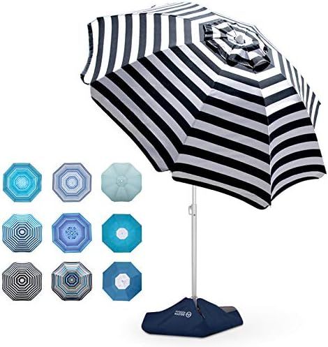 Beach Umbrella - 6.5ft Heavy Duty Windproof Tilt Portable Umbrella with Sand Anchor & Sand Bags U... | Amazon (US)