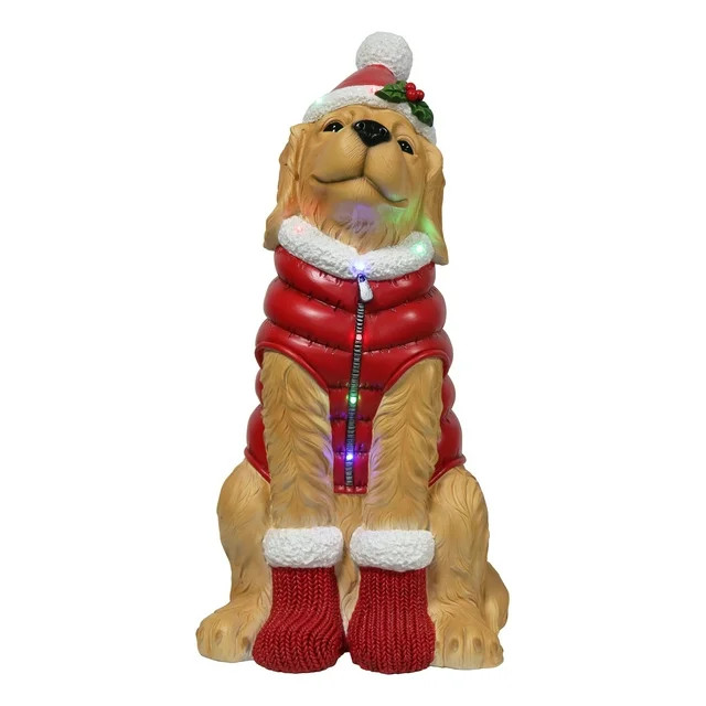 Lighted Blow Mold Golden Retriever Christmas Decoration, 28", by Holiday Time | Walmart (US)