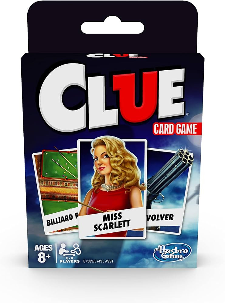Hasbro Gaming Clue Card Game,3-4 Player Strategy Game,Travel Games,Christmas Stocking Stuffers fo... | Amazon (US)