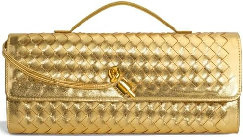 Woven Clutch Purses for Women, Formal Satchel Leather Evening Bag Shoulder Handbag | Amazon (US)