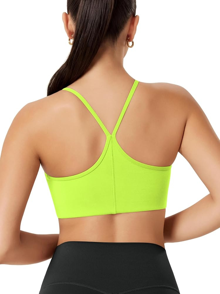 ODODOS Women's Cloud Feeling Scoop Neck Sports Bra - Low Support Strappy Yoga Bra with Removable ... | Amazon (US)