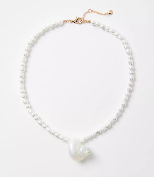 Pearlized Seashell Beaded Necklace | LOFT