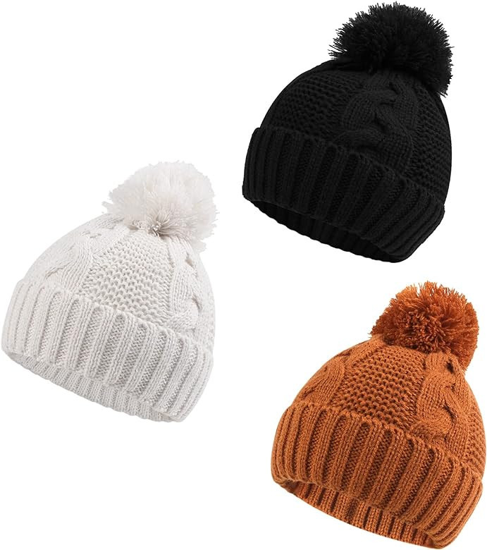 Zsedrut Baby Winter Beanie for Girls Boys Infant Toddler Warm Knit Twist Hat with Pompom | Amazon (US)