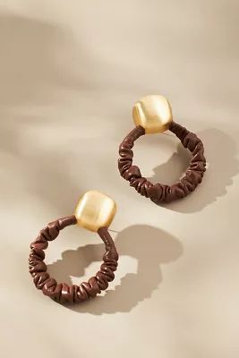 Ruched Leather Metal Drop Earrings | Anthropologie (US)