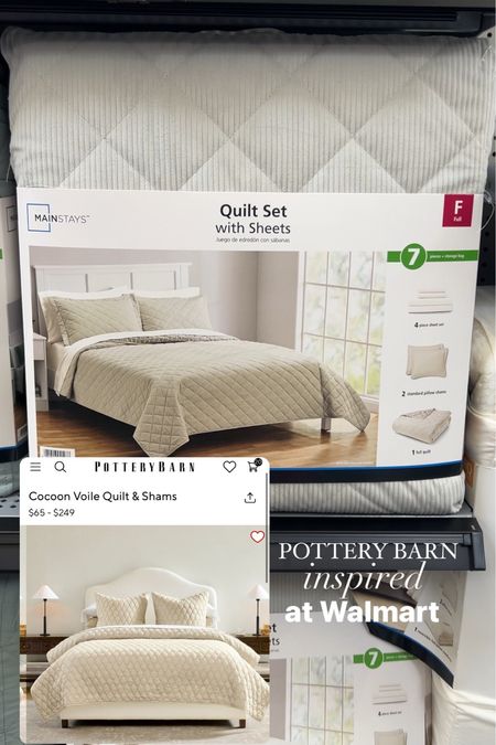 Pottery Barn Inspired at Walmart | Walmart find | Walmart home | Walmart | home decor | layered bedding | quilt | comforter | neutral bedding | quilted bedding | bedding set | affordable finds 

#LTKsalealert #LTKfindsunder50 #LTKhome