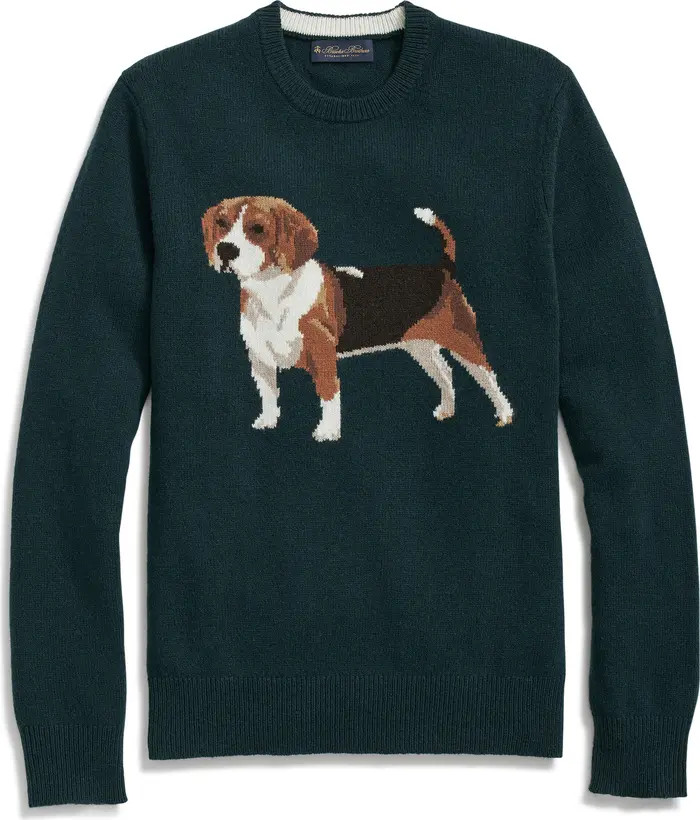 Brooks Brothers Beagle Intarsia Wool Blend Crewneck Sweater | Nordstrom | Nordstrom