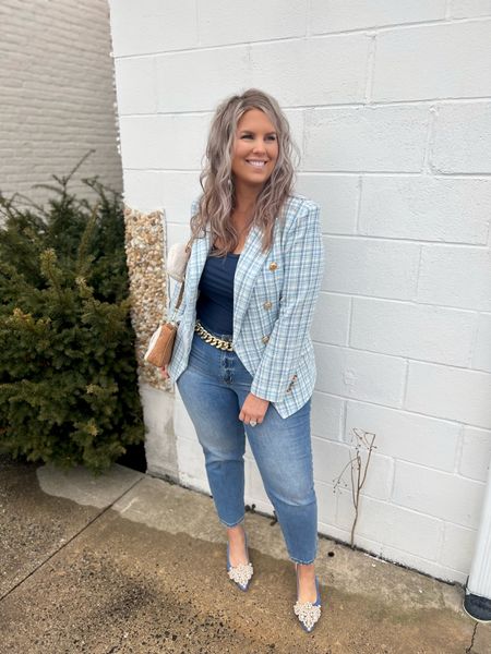 ✨SIZING•PRODUCT INFO✨
⏺ Blue Tweed Blazer with Gold Buttons - Large - TTS - Walmart 
⏺ Medium Wash Denim Jeans - Straight Leg - 14 - Run Big - Walmart 
⏺ Blue Slingback Heels with Pearls - TTS - SHEIN
⏺ Gold Chain Belt - linked similar from Amazon

📍Say hi on YouTube•Tiktok•Instagram ✨Jen the Realfluencer✨ for all things midsize-curvy fashion!

👋🏼 Thanks for stopping by, I’m excited we get to shop together!

🛍 🛒 HAPPY SHOPPING! 🤩

#walmart #walmartfinds #walmartfind #walmartfall #founditatwalmart #walmart style #walmartfashion #walmartoutfit #walmartlook  #workwear #work #outfit #workwearoutfit #workwearstyle #workwearfashion #workwearinspo #workoutfit #workstyle #workoutfitinspo #workoutfitinspiration #worklook #workfashion #officelook #office #officeoutfit #officeoutfitinspo #officeoutfitinspiration #officestyle #workstyle #workfashion #officefashion #inspo #inspiration #slacks #trousers #professional #professionalstyle #professionaloutfit #professionaloutfitinspo #professionaloutfitinspiration #professionalfashion #professionallook #dresspants #blazer #blazerstyle #blazerfashion #blazerlook #blazeroutfit #blazeroutfitinspo #blazeroutfitinspiration #blue #darkblue #lightblue #navy #navyblue #babyblue #cobaltblue #grayblue #teal #tealblue #blueoutfit #blueoutfitinspo #bluestyle #blueshirt #bluepants #blueoutfitinspiration #outfitwithblue #bluelook #denimoutfit #jeansoutfit #denimstyle #jeansstyle #denim #jeans #style #inspo #fashion #jeansfashion #denimfashion #jeanslook #denimlook #jeans #outfit #idea #jeansoutfitidea #jeansoutfit #denimoutfitidea #denimoutfit #jeansinspo #deniminspo #jeansinspiration #deniminspiration  
#under10 #under20 #under30 #under40 #under50 #under60 #under75 #under100 #affordable #budget #inexpensive #budgetfashion #affordablefashion #budgetstyle #affordablestyle #curvy #midsize #size14 #size16 #size12 #curve #curves #withcurves #medium #large #extralarge #xl  

#LTKstyletip #LTKworkwear #LTKunder50