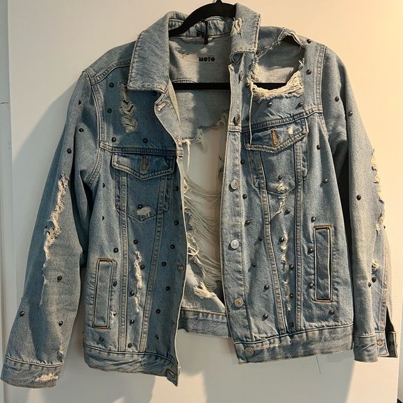 Topshop Moro ripped Denim Jacket with Studs | Poshmark