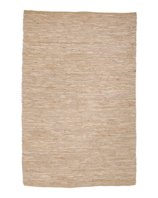 Leather And Cotton Flat Weave Area Rug | TJ Maxx