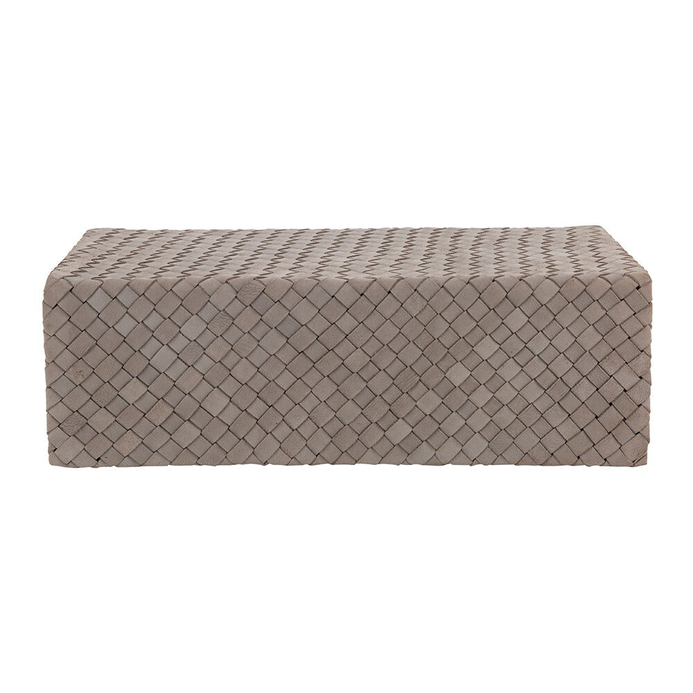 Woven Leather Jewellery Box - Grey | Amara (UK)