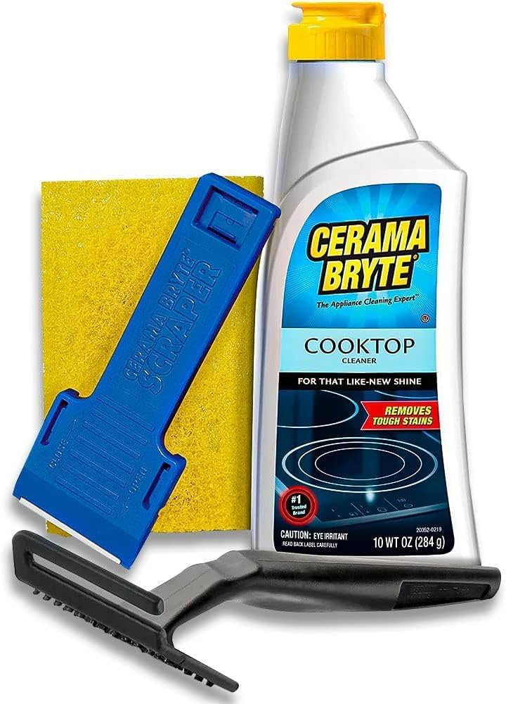 Cerama Bryte Combo Kit POW-R Grip, Scraper, Pad & Removes Tough Stains Cooktop and Stove Top Clea... | Amazon (US)