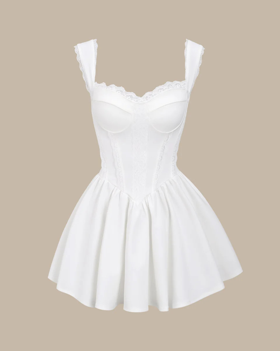 Bettydress-White Sweetheart Neck Corset Slip Mini Dress | rihoas.com