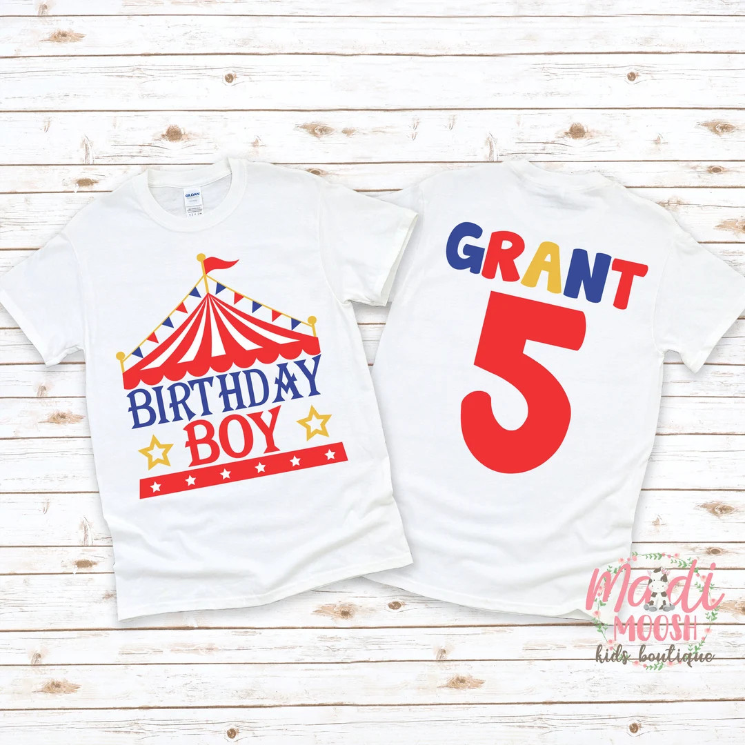 Circus Birthday Shirt Birthday Boy Birthday Shirt Custom Age Birthday Shirt Boys Birthday Shirt C... | Etsy (US)