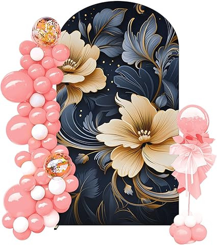 6.6FT Spandex Arch Cover Modern Flower Fitted Arch Backdrop Covers Round Top Backdrop Cover Dream... | Amazon (US)
