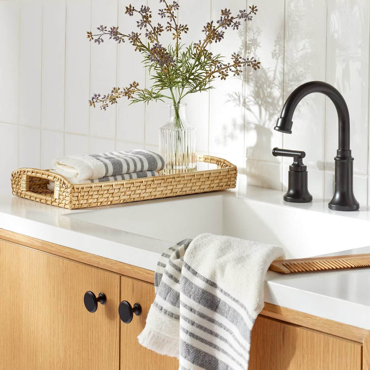 7"x14" Natural Woven Bathroom Tray - Hearth & Hand\u2122 with Magnolia | Target