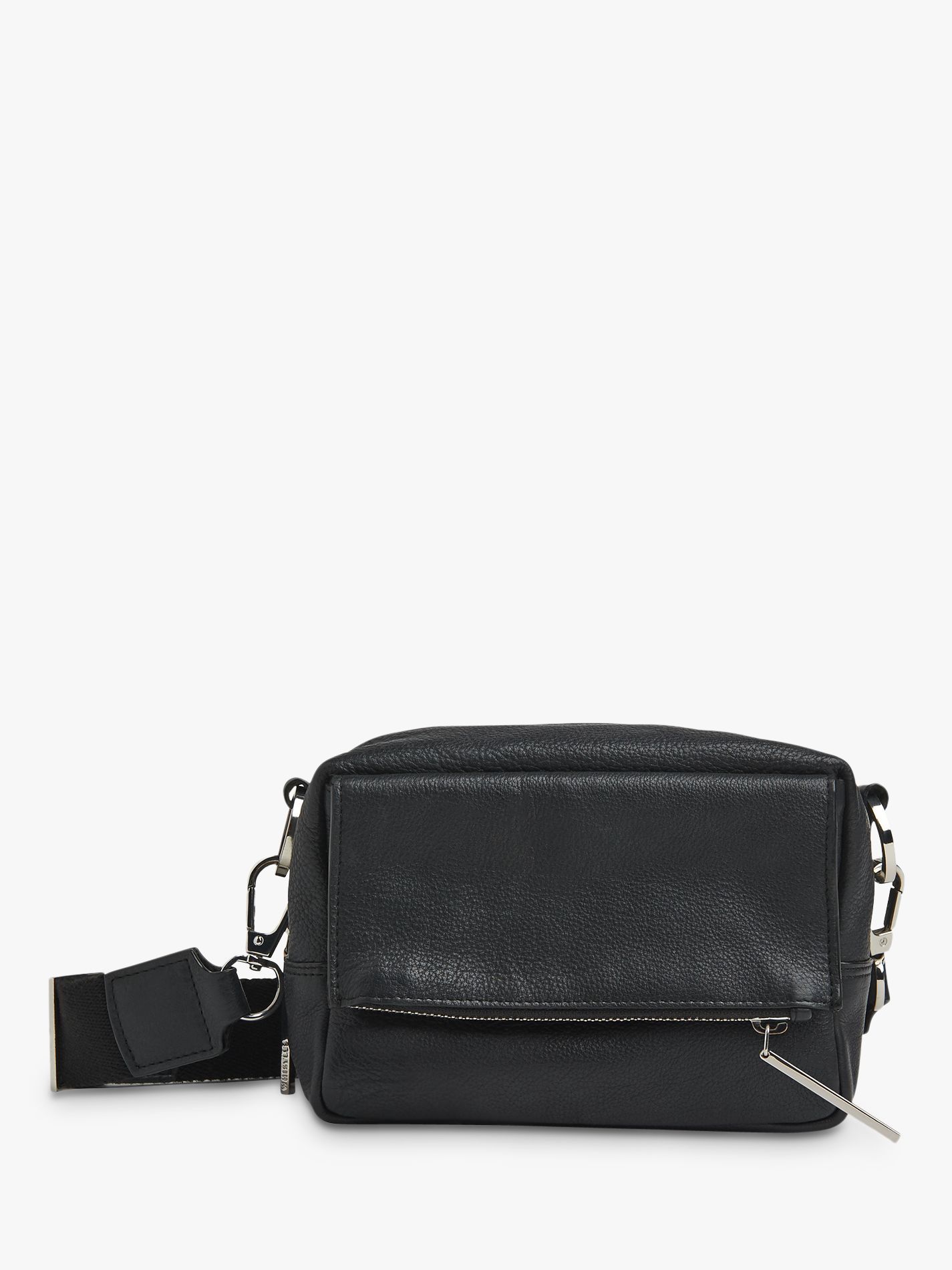 Whistles Bibi Leather Cross Body Bag, Black | John Lewis (UK)