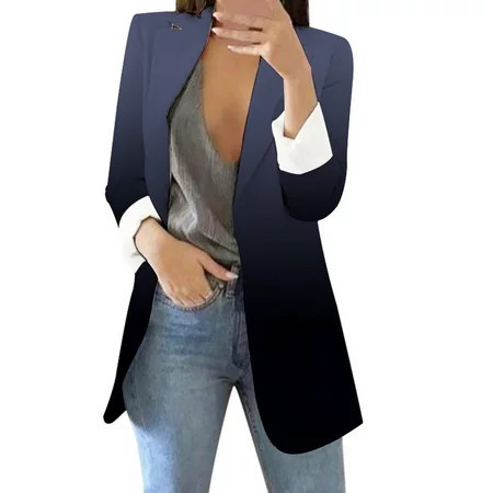 njshnmn Blazer Dress for Women Lightweight Jacket Clearance Womens Blazers Clothing Dark Blue XXL | Walmart (US)
