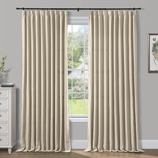 ChadMade Pinch Pleated Curtain 52W x 96L Inch Solid Thermal Insulated Blackout Patio Door Panel D... | Amazon (US)