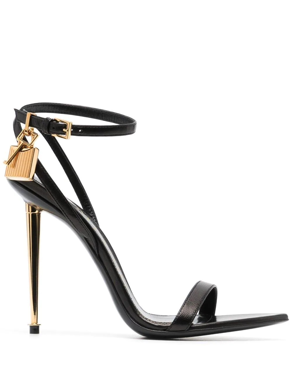 TOM FORD Padlock 105mm leather sandals - Black | Farfetch Global