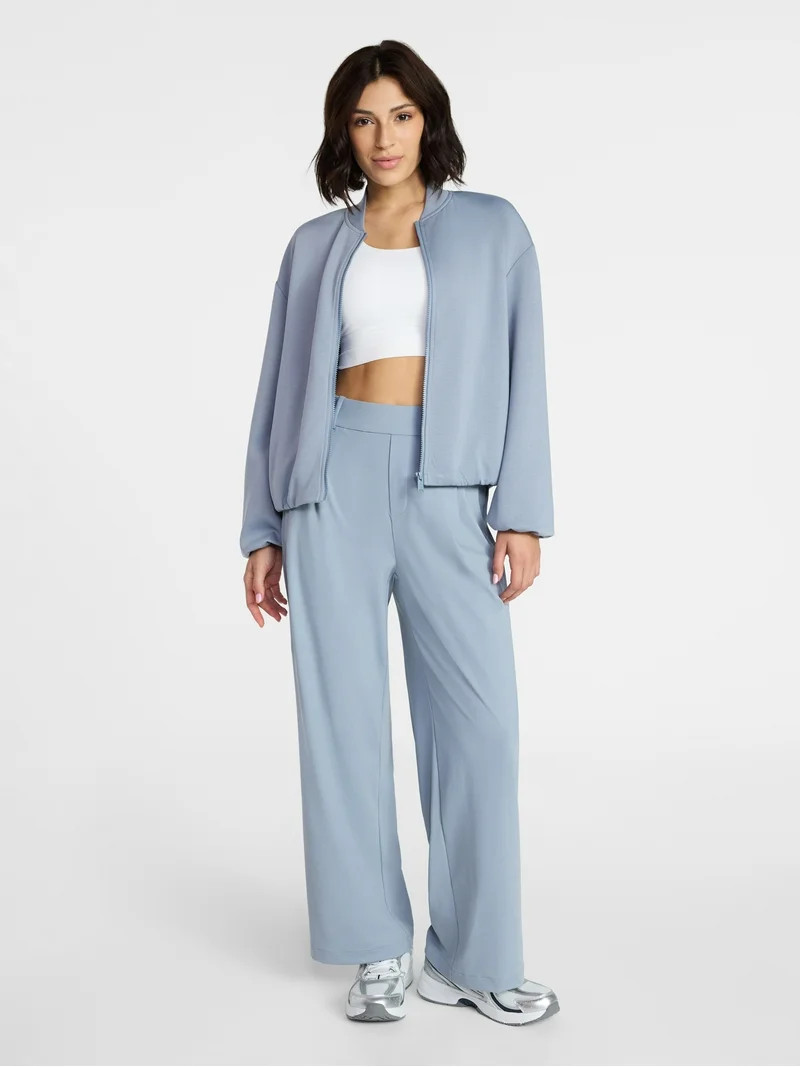 Avia Women's ScubaKnit Bubble Hem Bomber Jacket, Sizes XS-XXXL | Walmart (US)