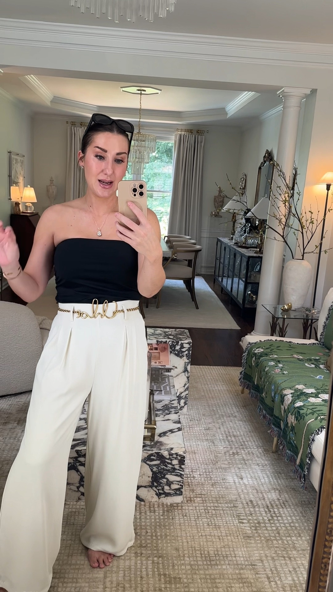 The BEST affordable trouser find!! Actually comes in lengths! I’m 5’7” and I’m wearing a M tall in these.
 (I’m a 4, 27 in pants) 
Medium top

#LTKootd