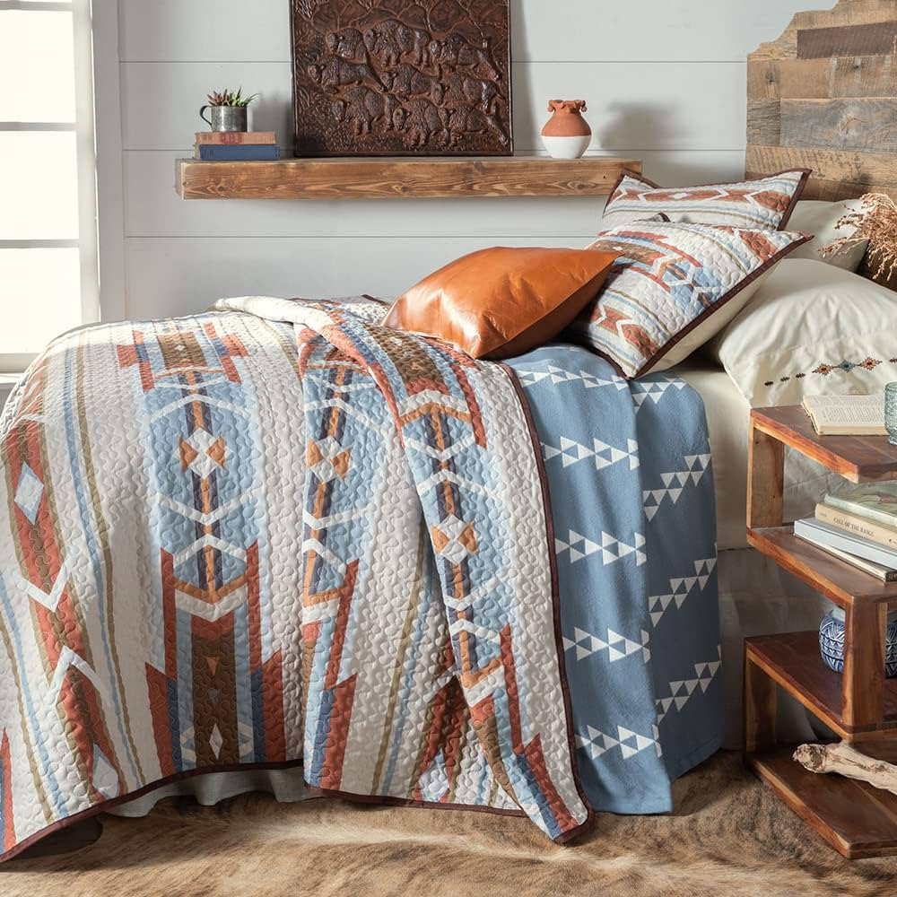 Desert Mesa (Quilt Set) - Southwestern Geometric Aztec - Indigo, Blue, Rust, Orange, Sand, Beige ... | Amazon (US)